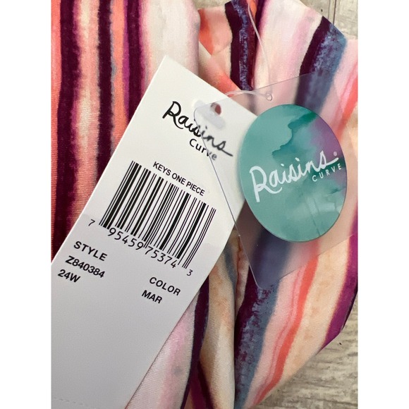 Raisins Curve Women's 24W Keys One Piece Striped Swimsuit MAR Multicolor - Picture 1 of 11